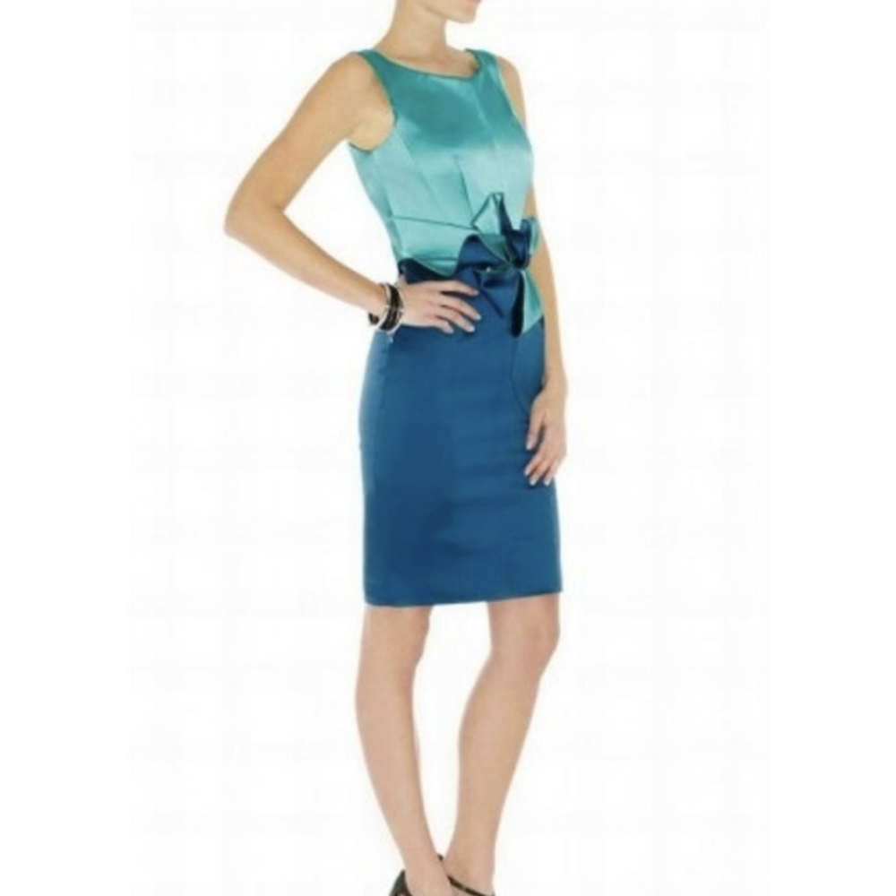 Karen Millen Cocktail Dress Teal Blue Color block